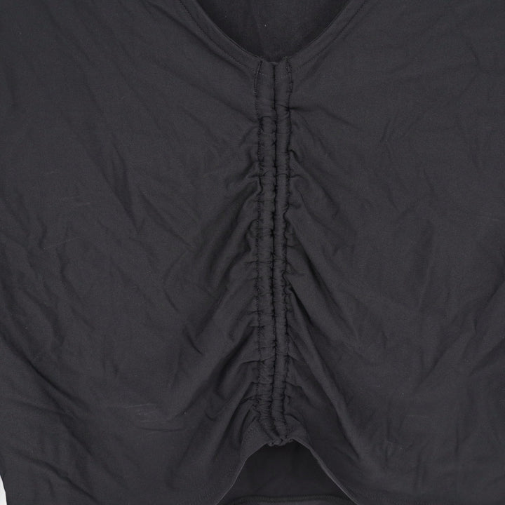 CALIA Womens LS Ruched Rashguard Pure Black UPF 50+ Cropped Top Large