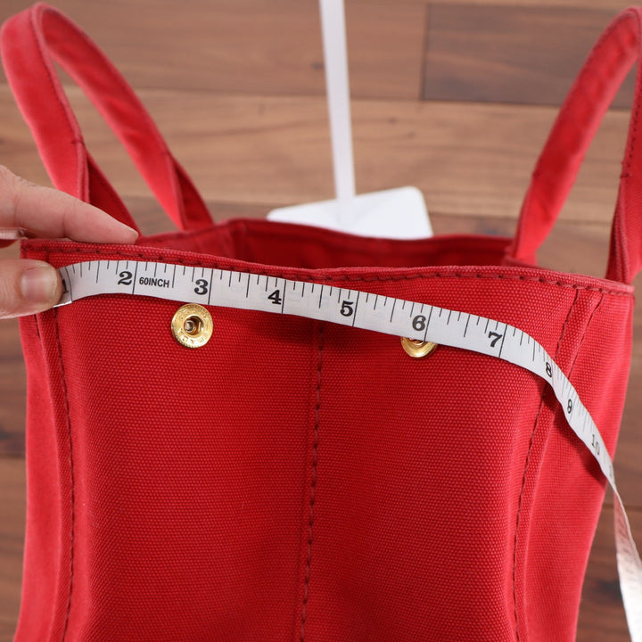 Prada Canapa Tote Bag Red Canvas Logo Handbag Rosso Gold Hardware