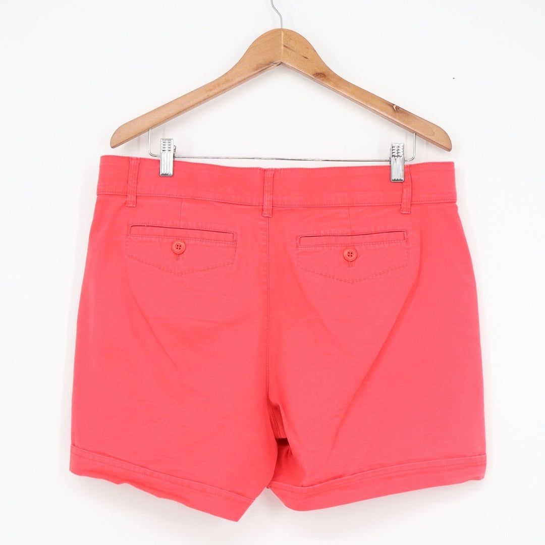 Gloria Vanderbilt Coral Pink Chino Shorts Womens Size 12 Stretch Mid Rise 6in