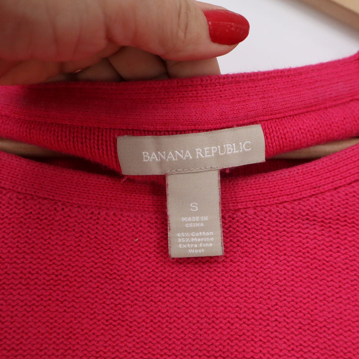 Banana Republic Womens Pink Burgundy Colorblock Merino Wool Sweater S