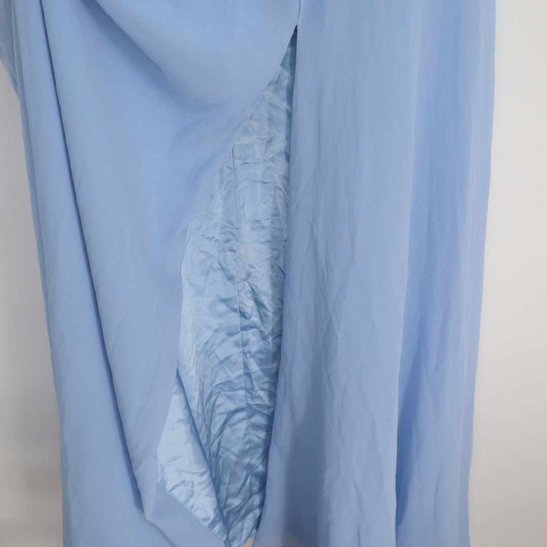 Lulus Light Blue Chiffon Square Neck Maxi Dress Sleeveless Side Slit Size XL