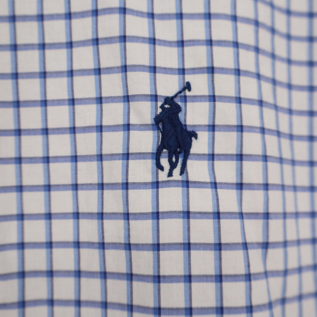 Polo Ralph Lauren Mens XL Blue White Tattersall Check Long Sleeve Button Shirt