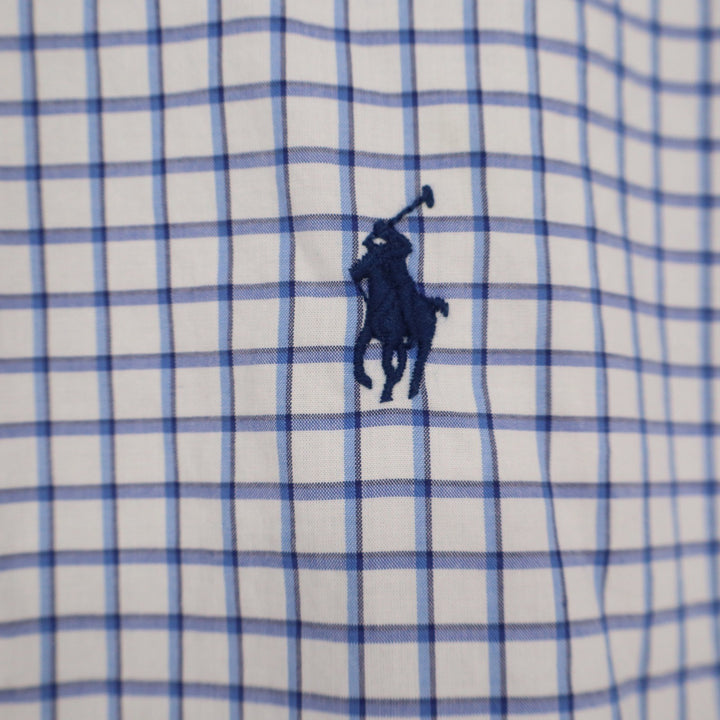 Polo Ralph Lauren Mens XL Blue White Tattersall Check Long Sleeve Button Shirt