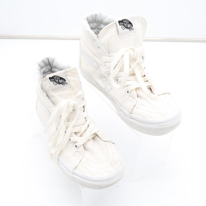 Vans Sk8-Hi High Top Sneakers Off White Canvas Skate Shoes Womens 6.5