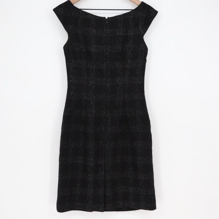 Mossimo Black Plaid Sheath Dress Cap Sleeve Zipper Back Business Casual Size 6