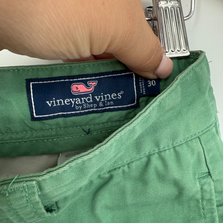 Vineyard Vines Club Shorts Mens 30 Earthy Green Cotton Logo Golf Performance
