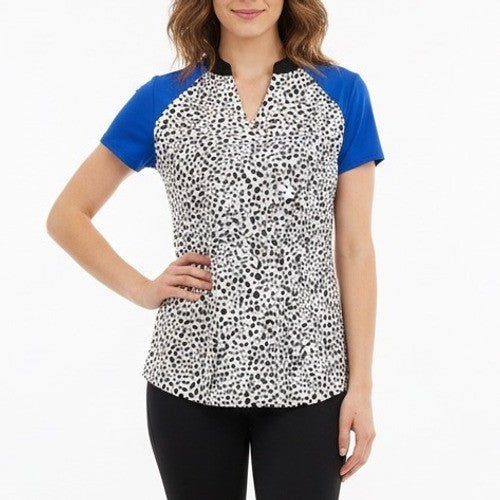 JOJIT Power Mock Cap Sleeve Golf Tennis Polo Shirt White Black Blue XS