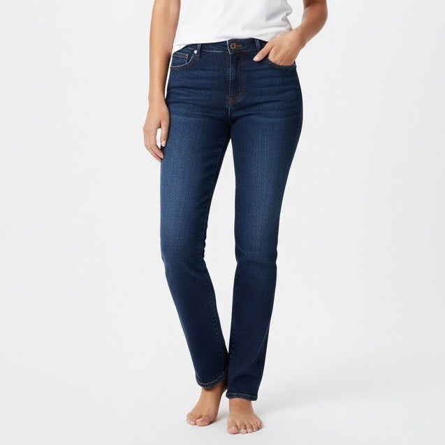Lands' End Jeans Womens 14 Midnight Blue Denim Cotton Stretch Preppy Skinny Leg
