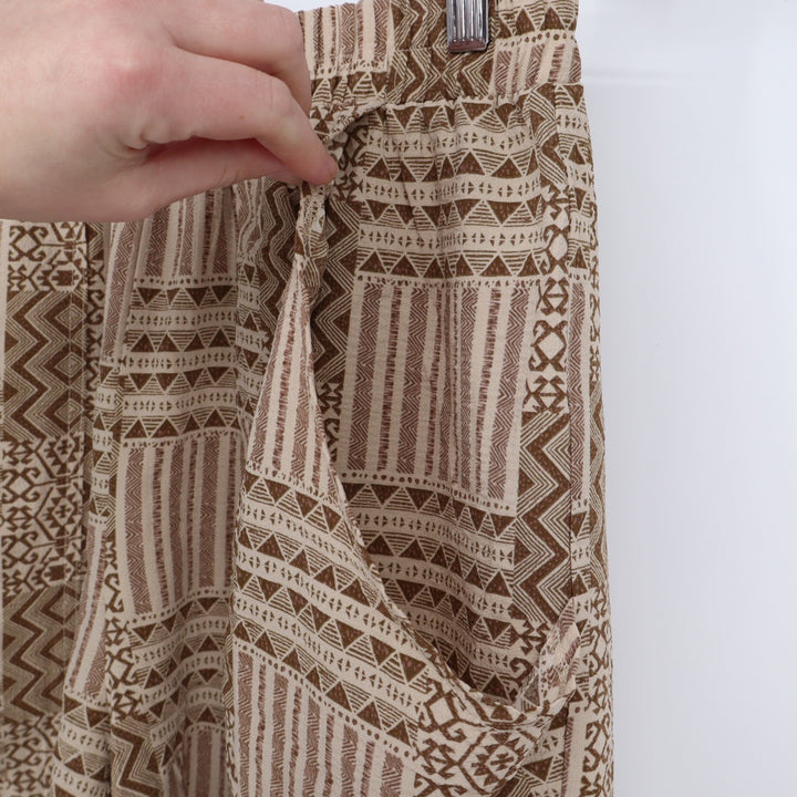 Gigio USA Shorts Womens Small Brown Aztec Tribal Print High Waist Slash Pockets