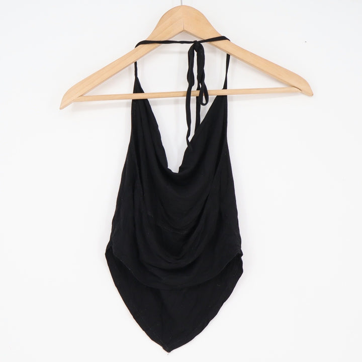 Unbranded Halter Top Womens N/A Cowl Neck Black Handkerchief Hem Excellent