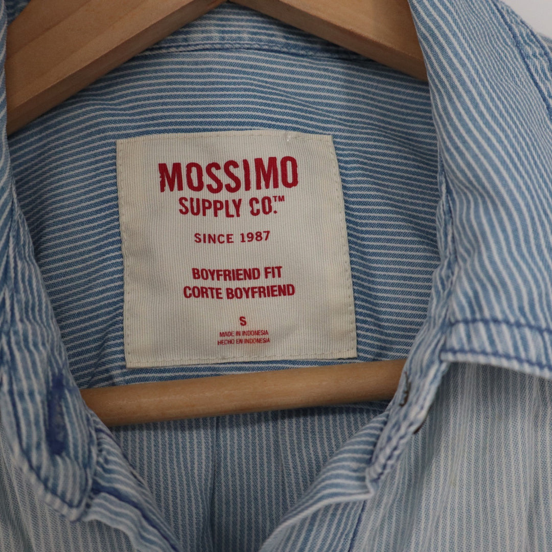 Mossimo Supply Co Womens Blue Pinstripe Lyocell Boyfriend Button Down Shirt S