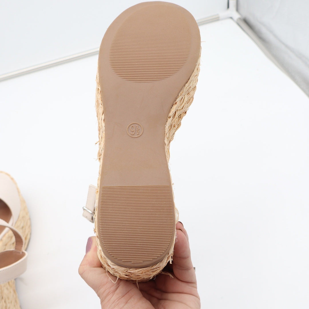 Universal Thread Cream Woven Espadrille Platform Wedge Sandals 9.5