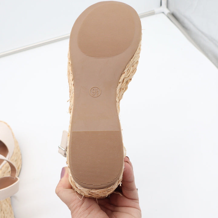 Universal Thread Cream Woven Espadrille Platform Wedge Sandals 9.5