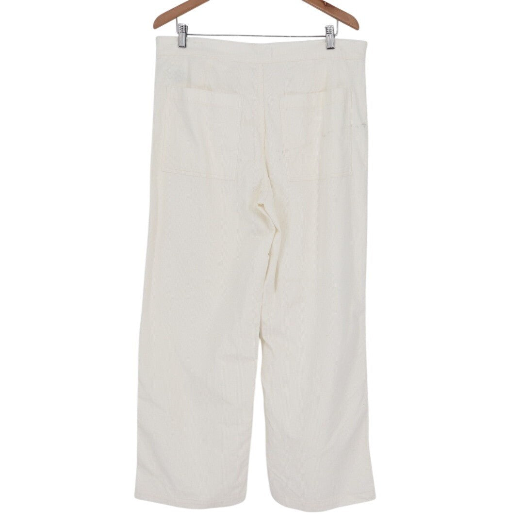 Madewell Emmett Corduroy Pants Womens 32 White Cotton Stretch Pockets Wide Leg