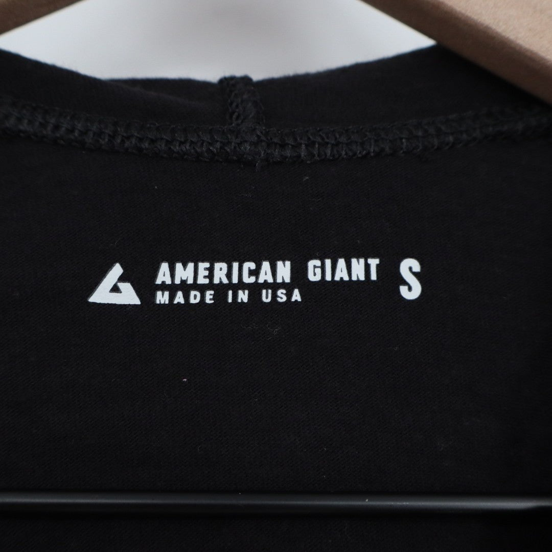 American Giant Hoodie Women Small Black Full Zip Logo Pockets Ribbed Hem Outdoor