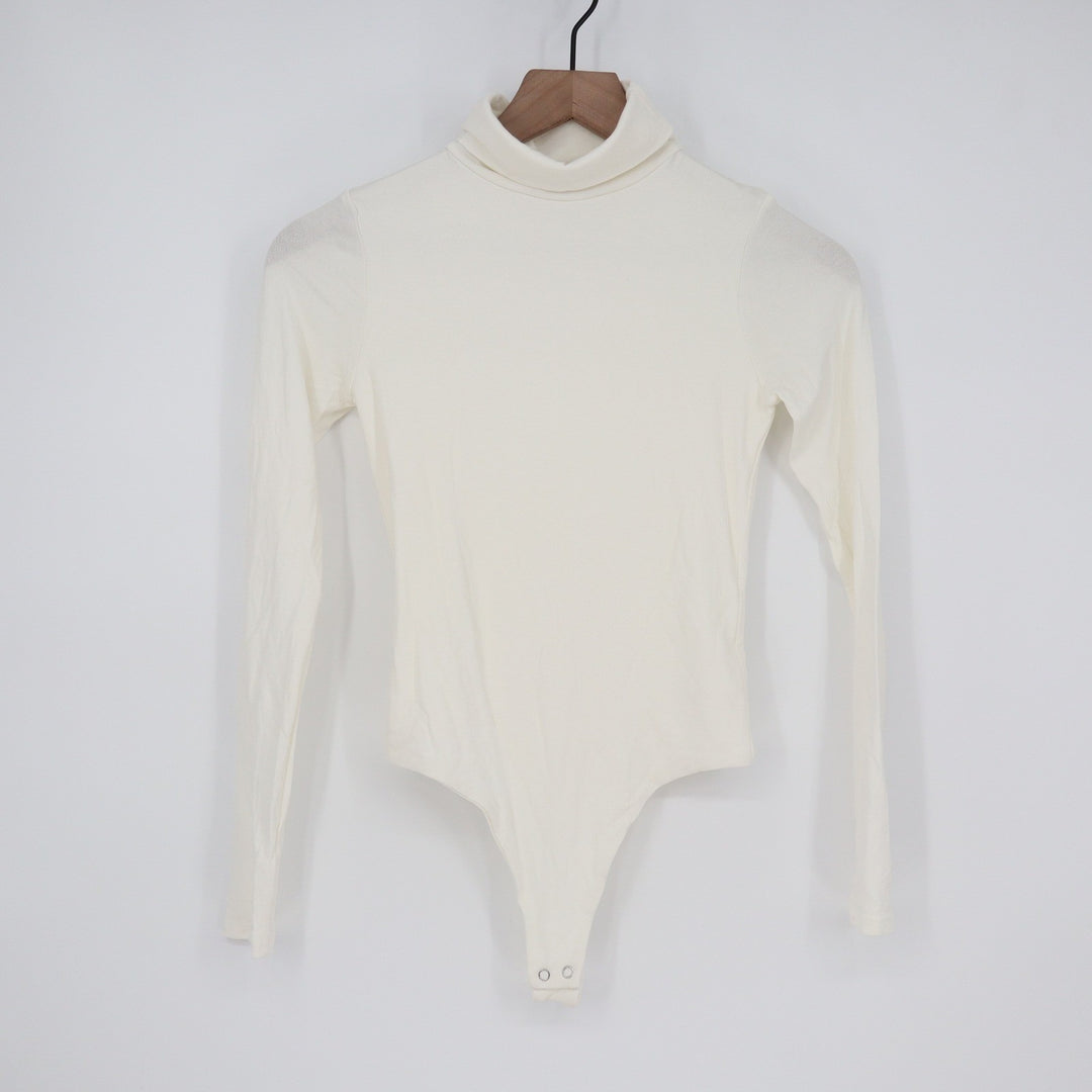 Naked Wardrobe Cream Turtleneck Long Sleeve Bodysuit XL Off White