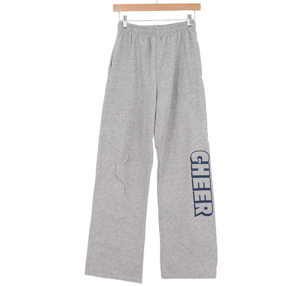 Jerzees Sweatpants Womens S NuBlend Gray Cheer Graphic Wide Leg Excellent
