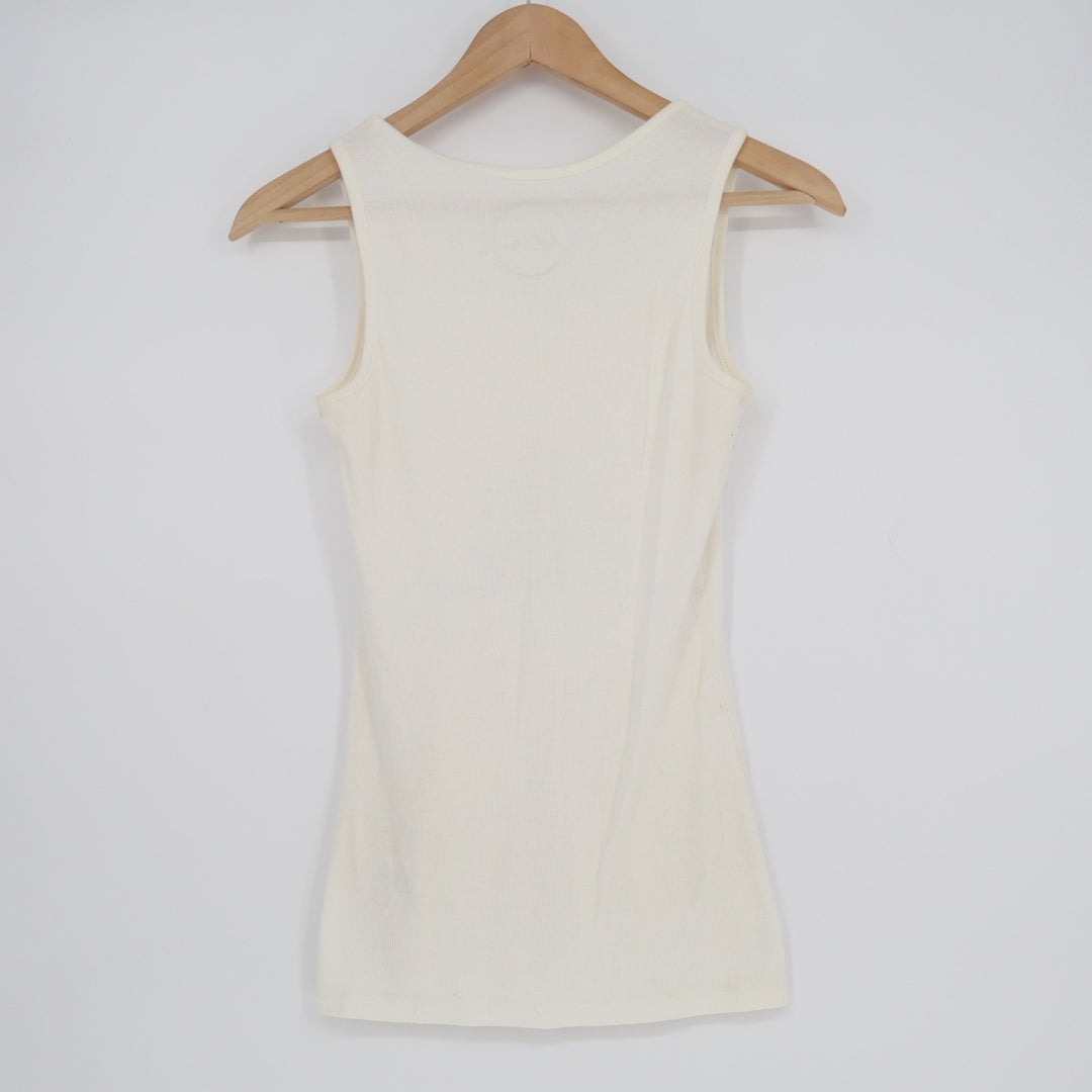 I.N.C. International Concepts Tank Top Womens S White Stretch Rib Christmas Tree