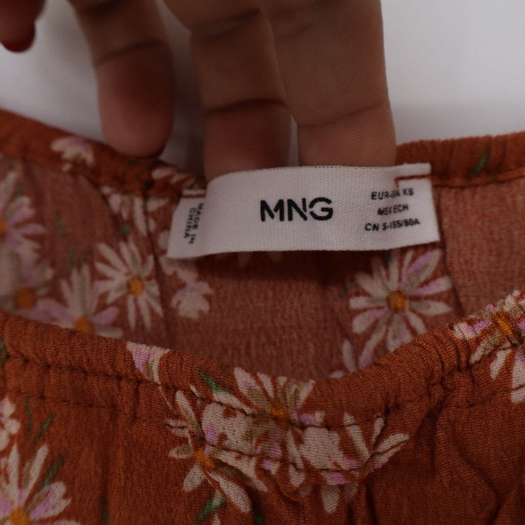 Mango MNG Rust Orange Floral Daisy Camisole Spaghetti Strap Top XS