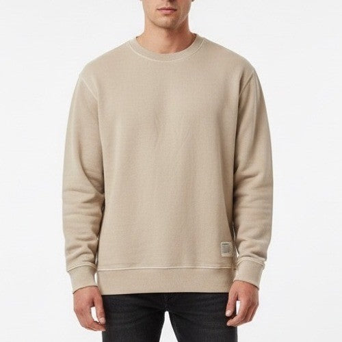 American Giant Vintage Washed Relaxed French Terry Crew Sweatshirt Mens L Beige