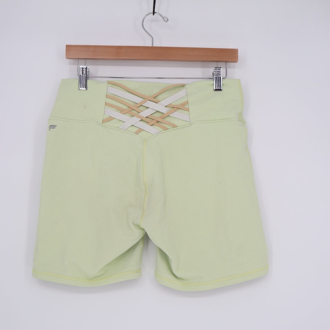 Fabletics PowerHold Athletic Shorts Womens Lime Green High Waist Mid Rise