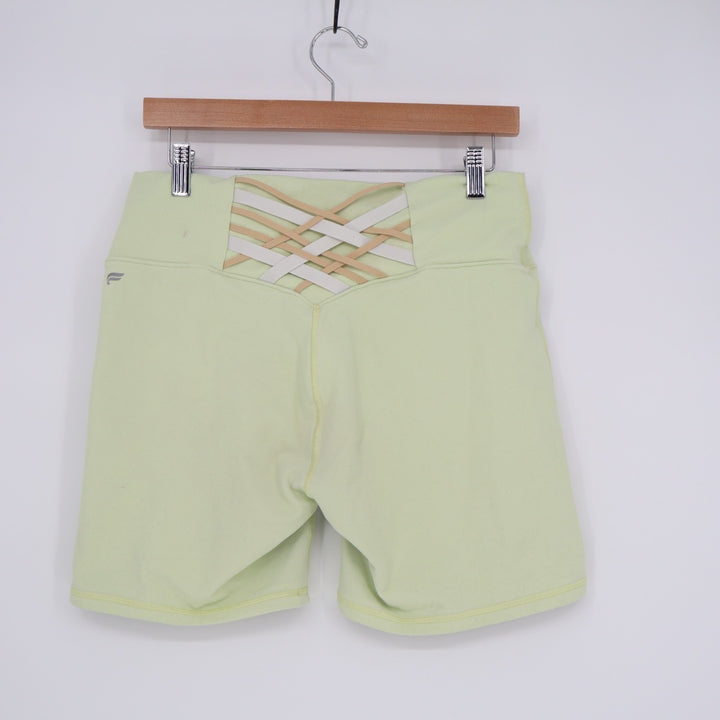 Fabletics PowerHold Athletic Shorts Womens Lime Green High Waist Mid Rise