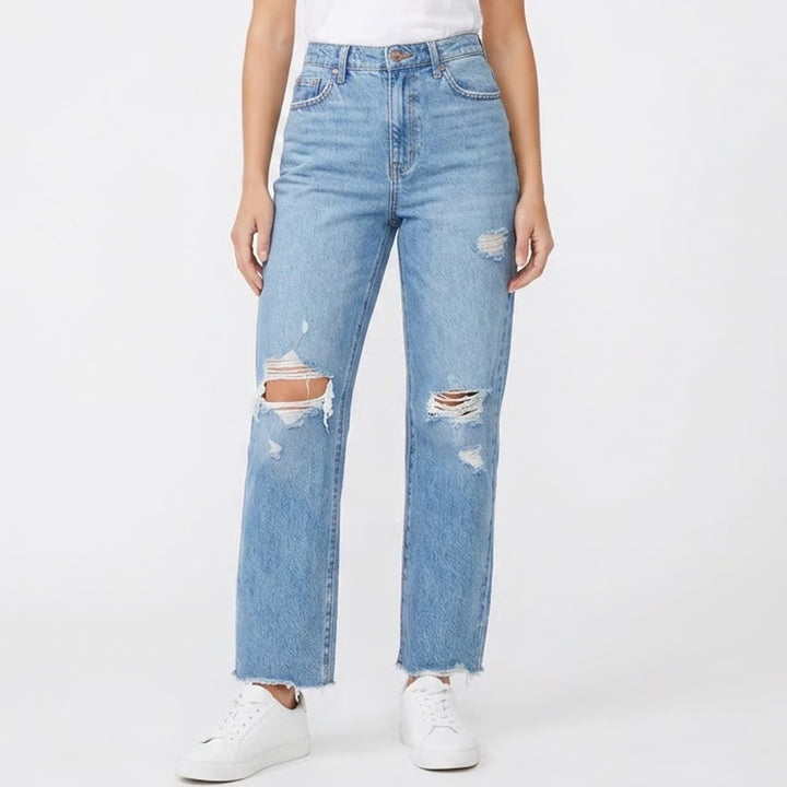 Universal Thread Womens High Rise Straight Leg Distressed Jeans Blue 12/31L