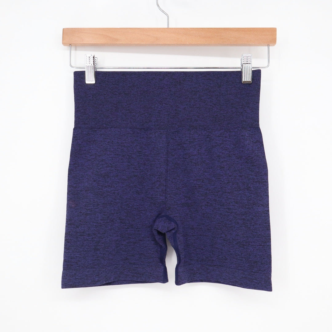 Zyia Active Shorts Womens M Brilliant Purple Marled High Waisted Seamless Good