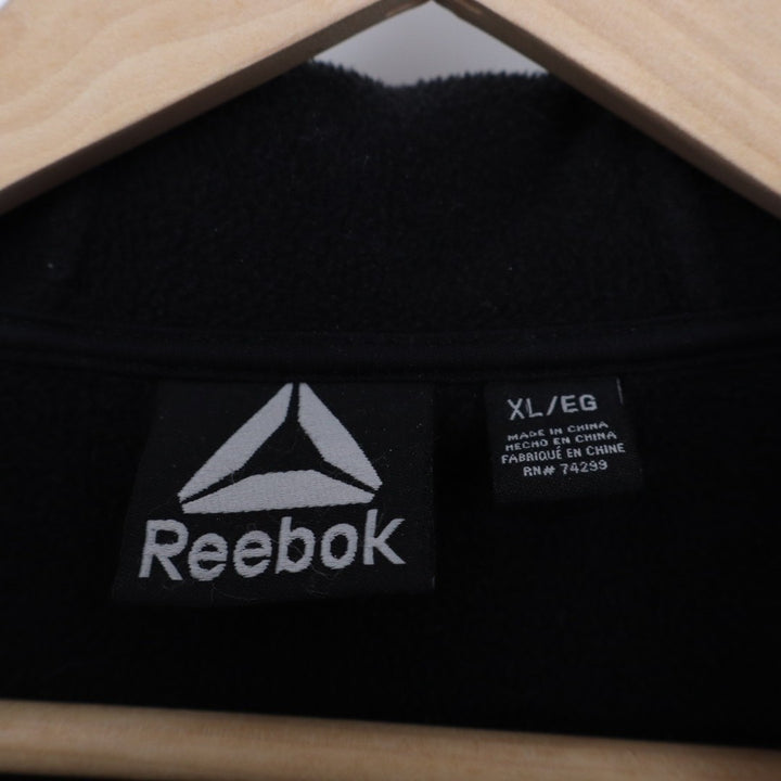 Reebok Hybrid Softshell Jacket Men's XL Black Full Zip Fleece Hooded Long Sleeve