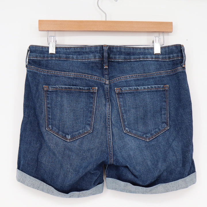 Old Navy Womens Distressed Cuffed Denim Shorts Dark Wash Blue Size 6