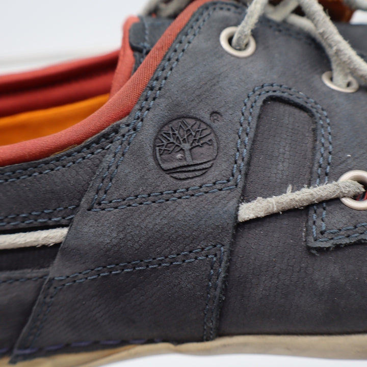 Timberland Boat Shoes Mens 10W Earthkeepers Navy Blue Leather Lace Up Good