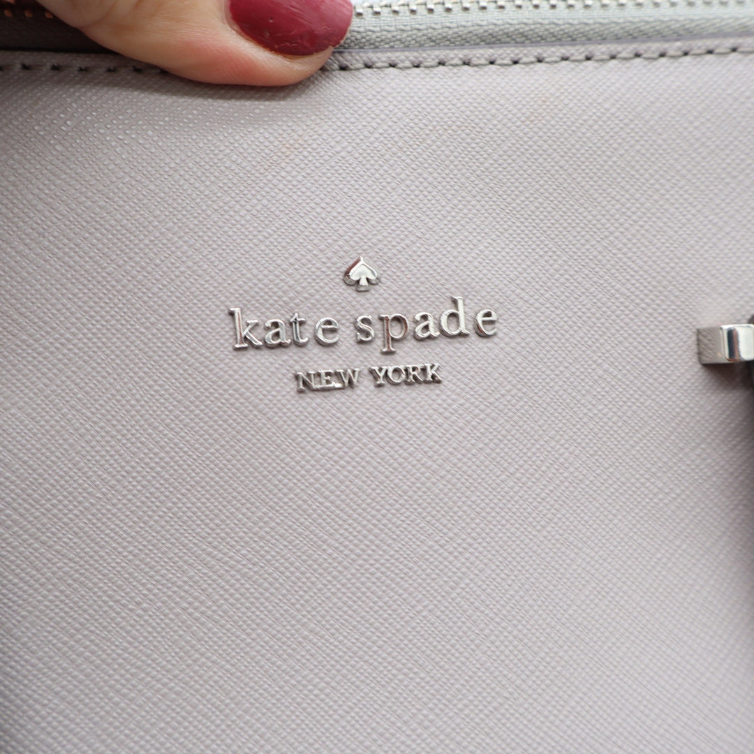 Kate Spade Satchel Womens Medium Larchmont Avenue Dome Gray Leather Crossbody