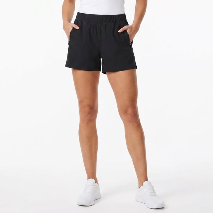 Z by Zella Womens Black Active Workout Shorts Front Zip Pockets Size L