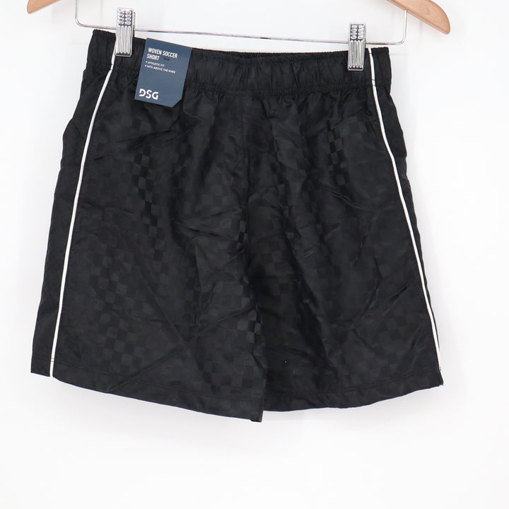 DSG Boys Woven Soccer Shorts Pure Black Checkerboard Size M 10-12 NEW