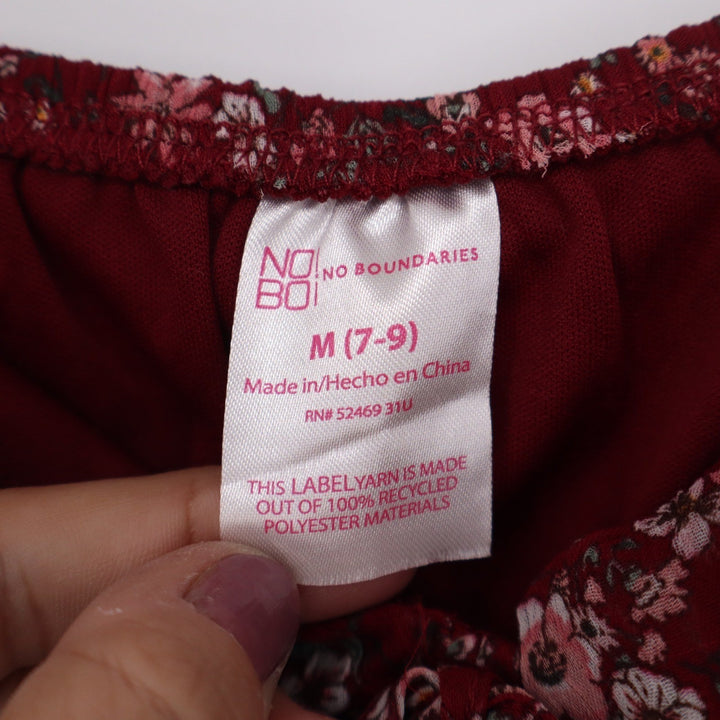 No Boundaries Burgundy Floral Ruffle Cami Top Medium Adjustable Straps Chiffon