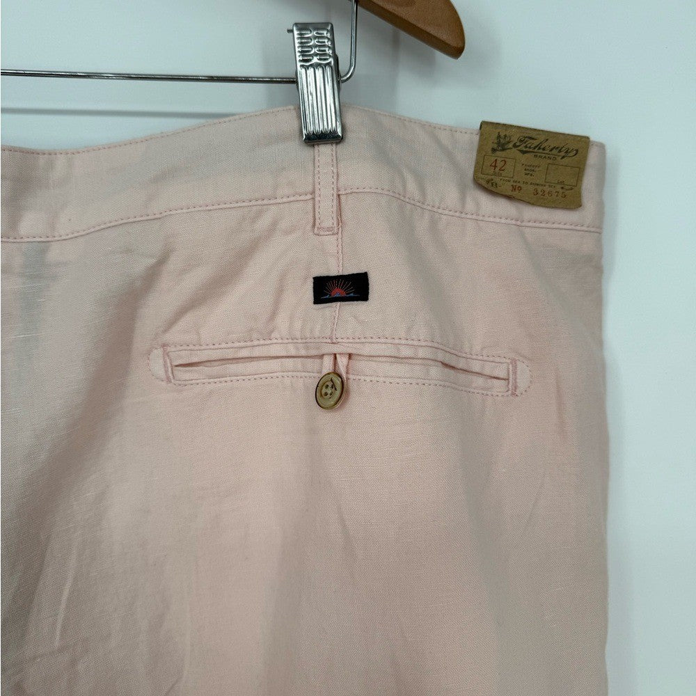 Faherty Men's Malibu Chino Shorts Linen Cotton Blend 9" Inseam Size 42