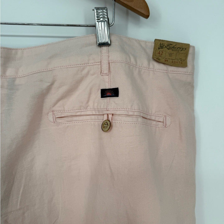Faherty Men's Malibu Chino Shorts Linen Cotton Blend 9" Inseam Size 42