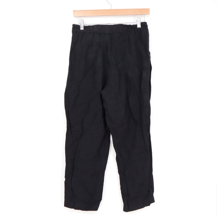 H&M Black Linen Blend Drawstring Elastic Waist Straight Leg Pants Small