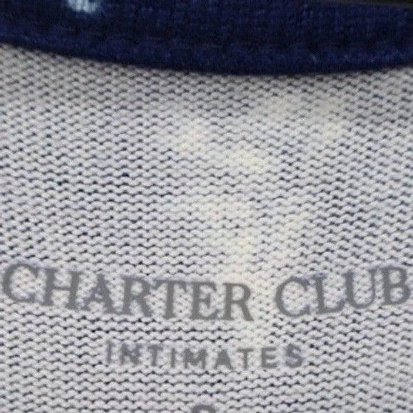 Charter Club Intimates Womens XXL Sleep Shirt Navy Blue Tree Print Long Sleeve
