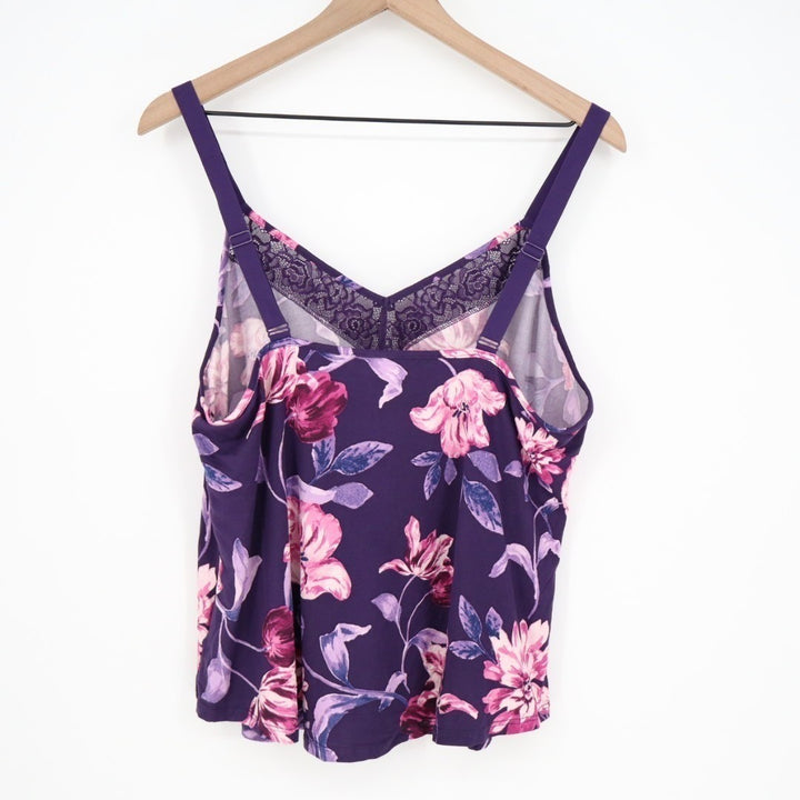 Linea Donatella 2-PC Pajamas Set Women XL Purple Floral Stretch Adjustable Strap
