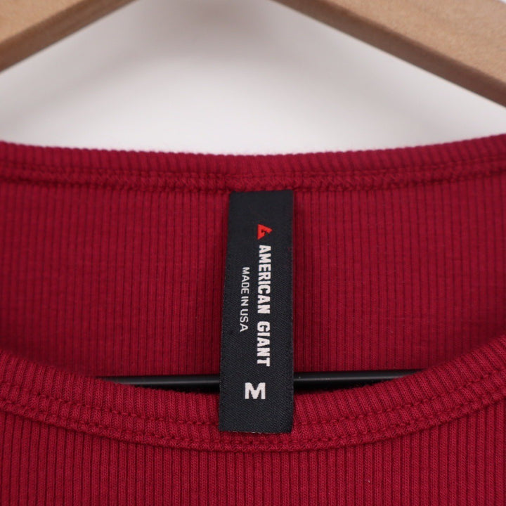 American Giant Classic Rib Long Sleeve Crew Neck T Shirt Red Size M
