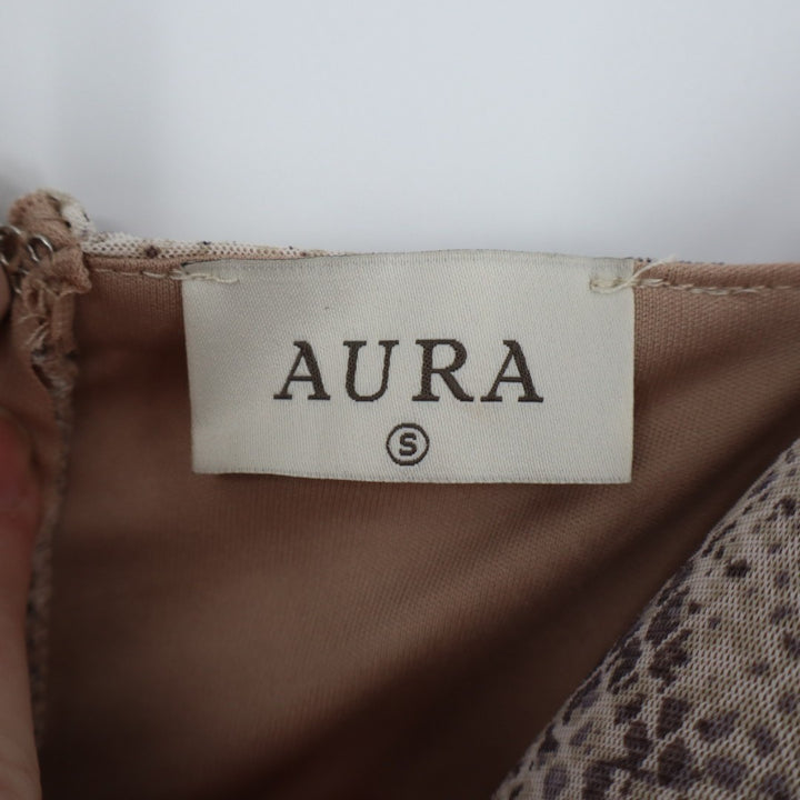 Aura Bodycon Dress Womens S Beige Snakeskin Stretch Spaghetti Strap Sweetheart