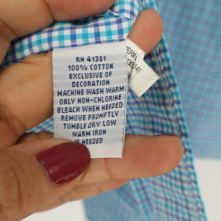 Ralph Lauren Shirt Mens L Gingham Blue Turquoise Button-Down Long Sleeve