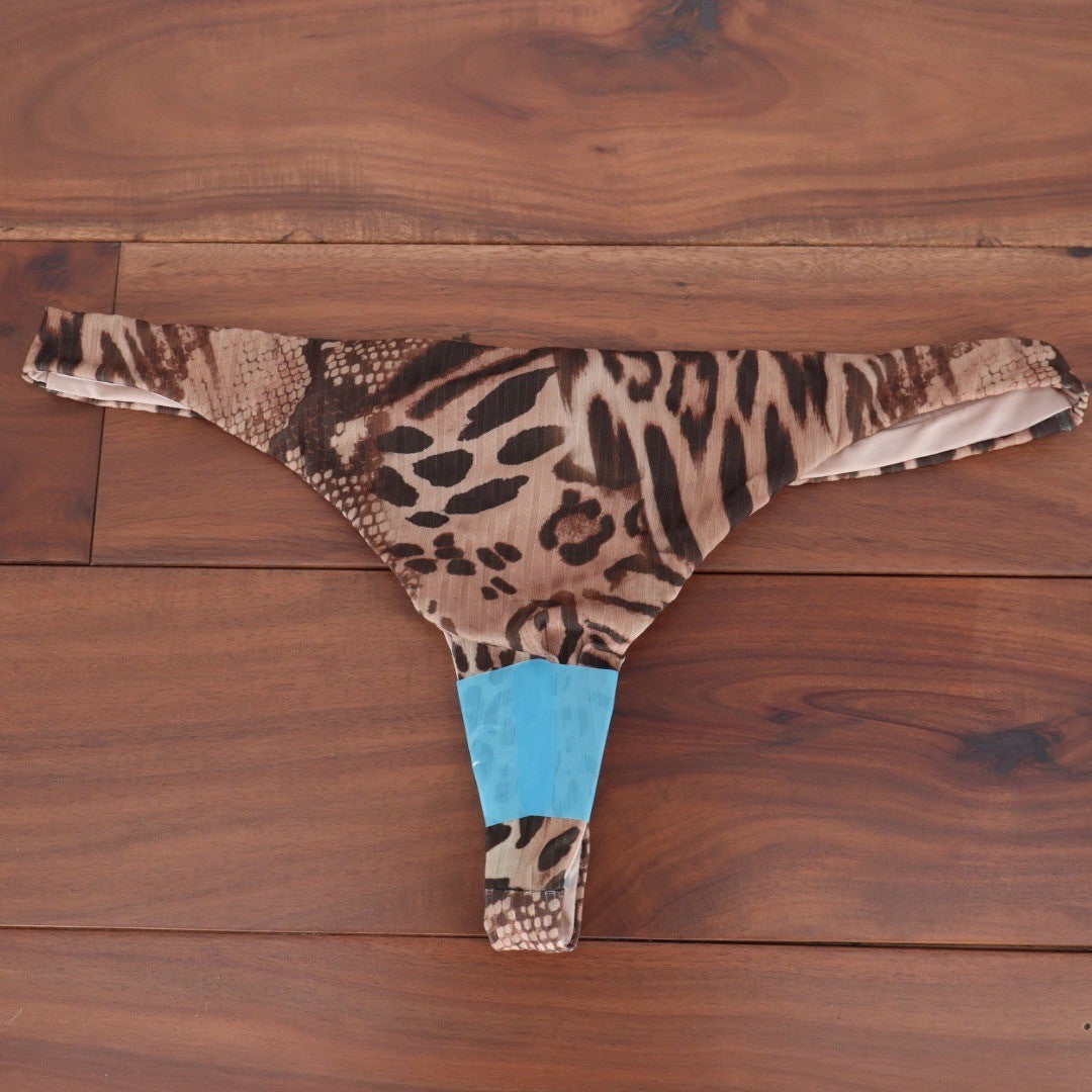 ASOS DESIGN Leopard Animal Print High Leg Thong Bikini Bottoms Size US 4