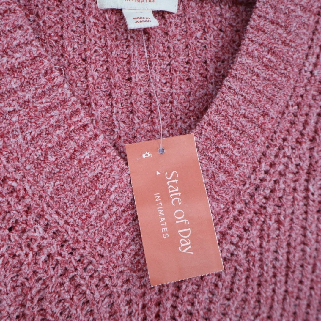 State of Day Intimates Pajama Top Womens XS Rust Open Knit Sleepwear Pullover