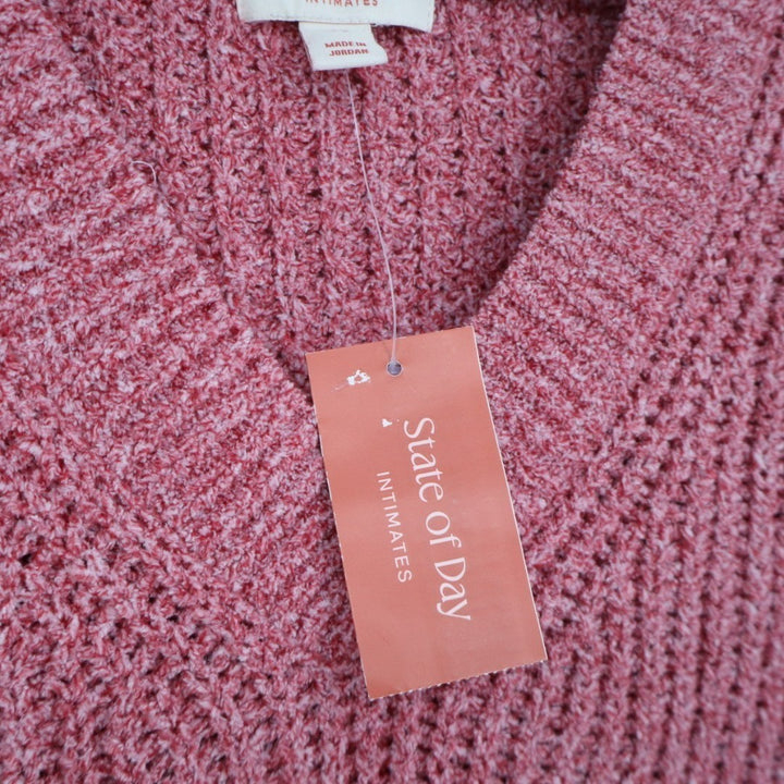 State of Day Intimates Pajama Top Womens XS Rust Open Knit Sleepwear Pullover