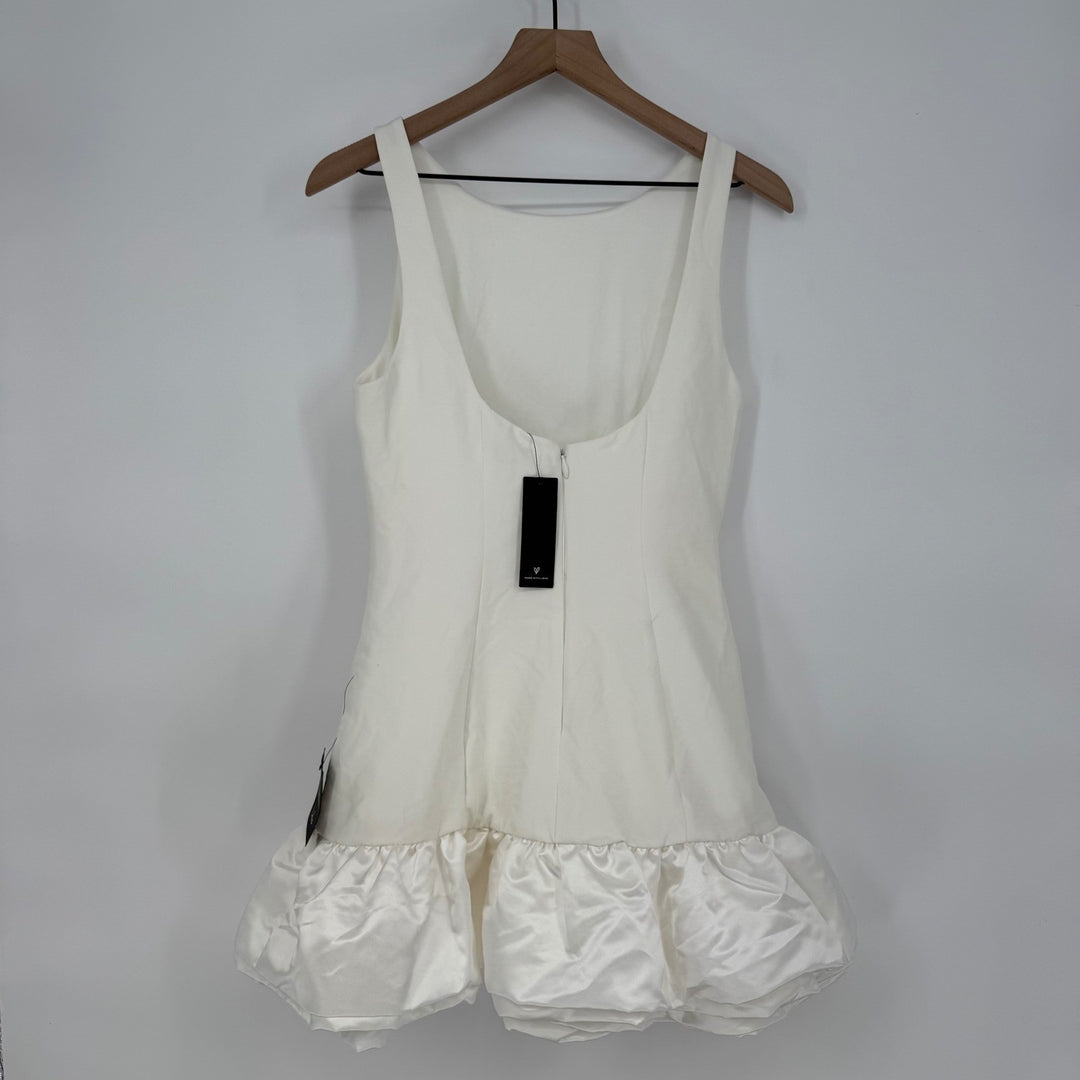 Lulus Superb Aura White Ruffled Drop Waist Mini Dress Size M