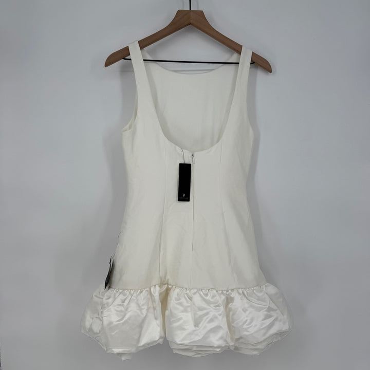 Lulus Superb Aura White Ruffled Drop Waist Mini Dress Size M