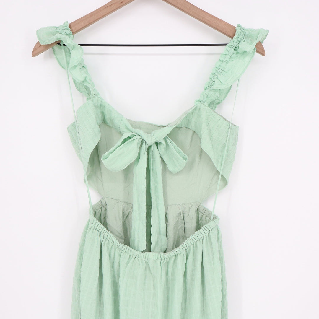 Lush Mint Green Ruffle Strap Cutout Tiered Midi Dress LD44574FCI Womens Small