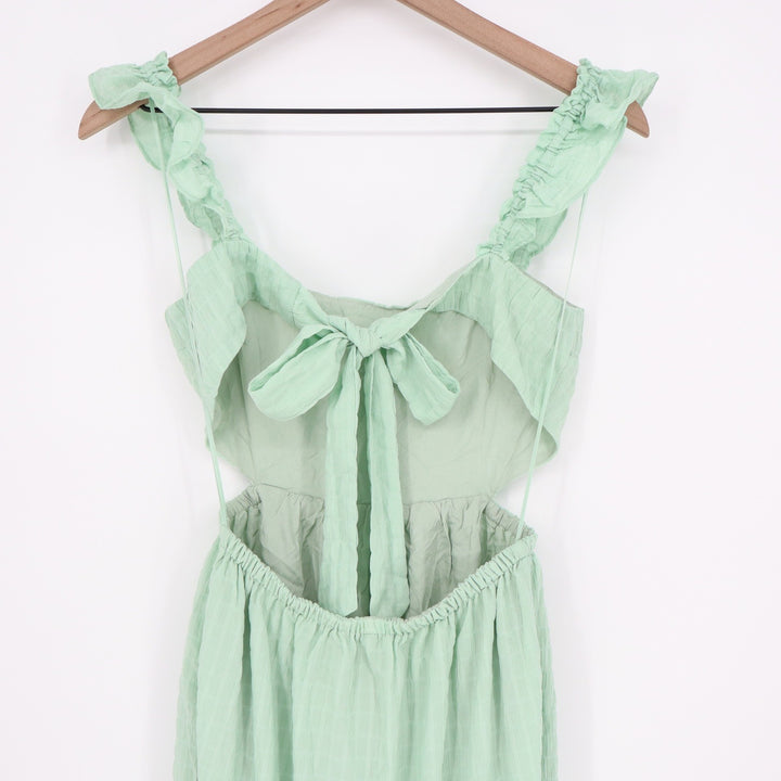 Lush Mint Green Ruffle Strap Cutout Tiered Midi Dress LD44574FCI Womens Small